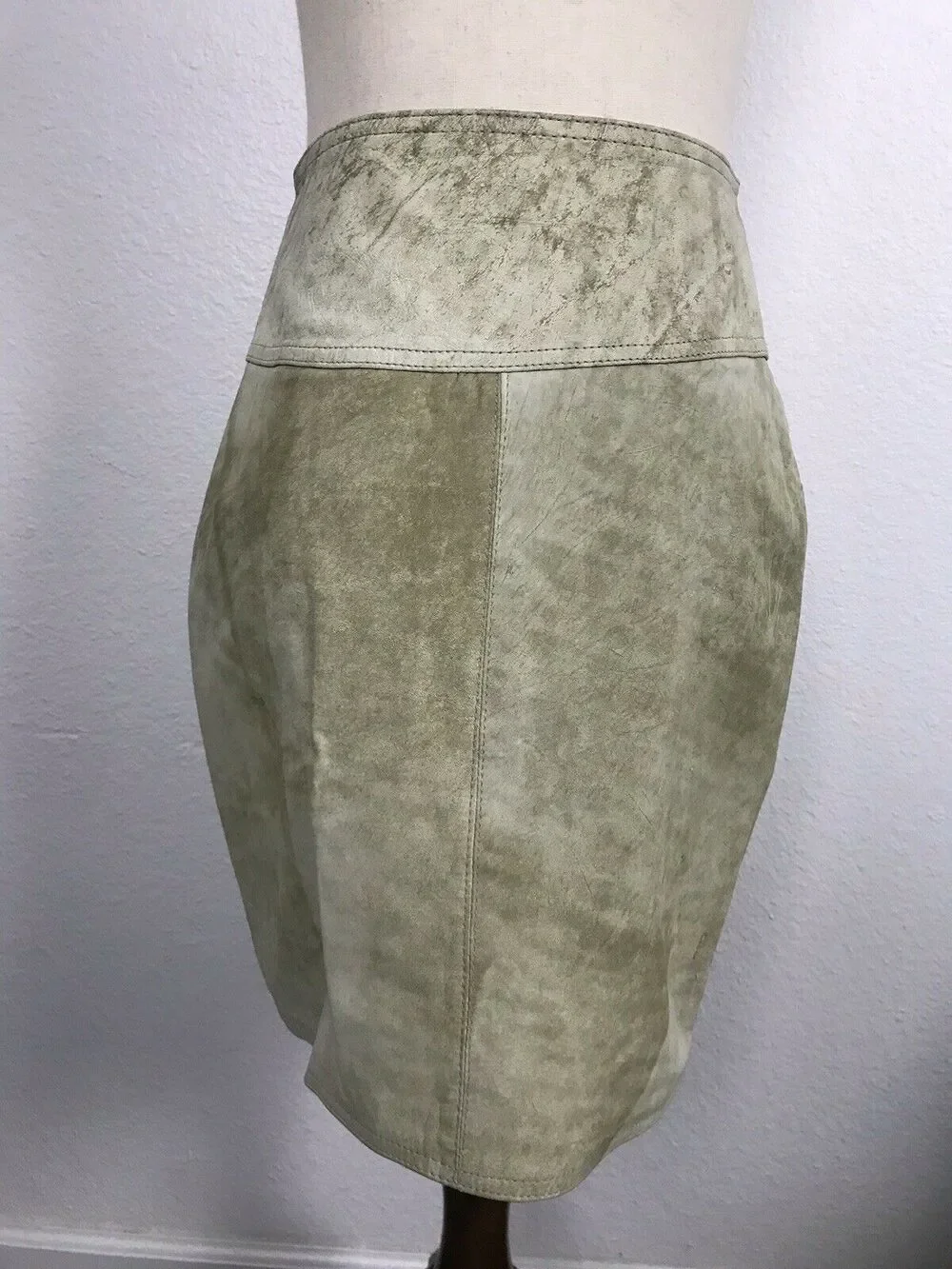Winlit Vintage Distressed Leather Mini Pencil Straight Skirt